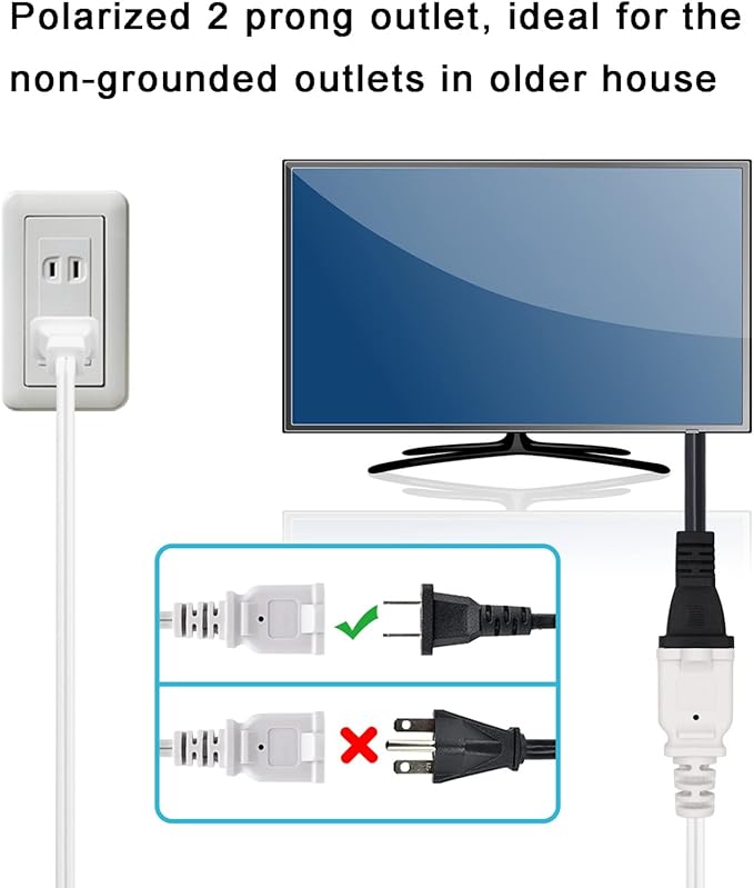 Short Extension Cord 3 Ft，2Pack Flat Plug Extension Cord 2 Prong,US Male/Female Power Cable UL Listed for Indoor/Outdoor Use,White