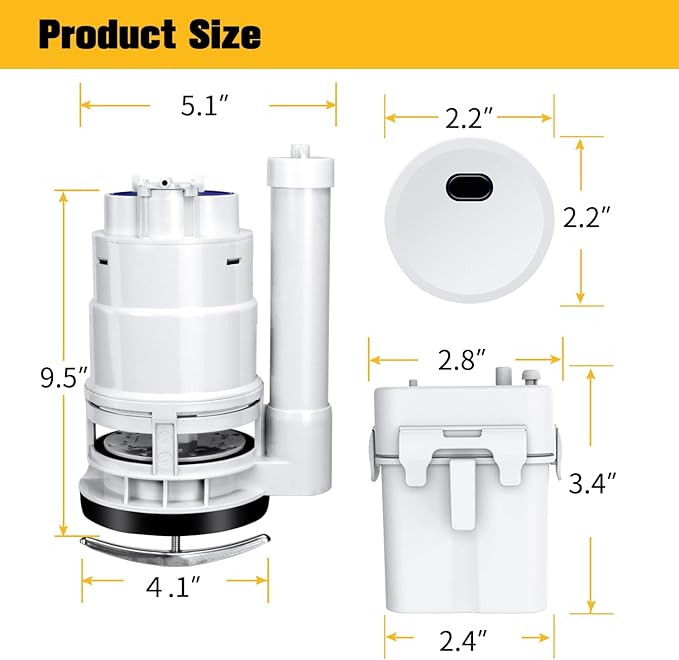 KERDE 3-Inch Water Tank Accessories Touchless Toilet Flush Kit, Automatic Toilet Flusher, Dual Flush Valve Replacement Kit, Battery Powered, One-Piece Toilet Repair,height 10in -11in (3L-24CM)