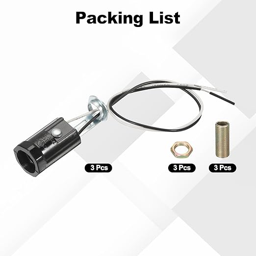 PATIKIL Candelabra Base Lamp Holder Light Socket, 6pcs UL Listed Keyless E12 Bulb Socket with 9.8" Wire Leads for E12 Incandescent LED Light Bulbs, 2.1" Tall