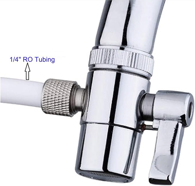 Kitchen Faucet Diverter Valve with Aerator 22mm Thread,Sink Faucet Filter Diverter Valve,Faucet Adapter Faucet Splitter Diverter Valve Water Diversion,Countertop water Filter(1/4" OD Tubing Outlet)