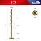 #14 x 4 Inch Lag Screws (30Pcs) 1lb. Structural Wood Screw, Bronze, Carbon Steel, Washer Head, Rust Resistant epoxy Coated, T30 Star Bit