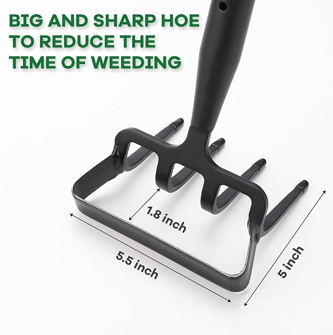 Garden Hoe, 62 Inch Weed Tool, Long Soil Tiller Cultivator, Heavy Duty Metal Stirrup Hoe Weeder Scraper Rake for Flower Beds, Patio, Garden Loosening Soil Weeding Digging
