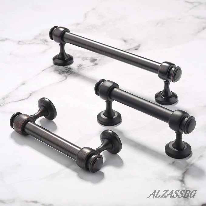 Alzassbg 15 Pack Oil Rubbed Bronze Cabinet Pulls, 3 Inch(76mm) Hole Centers Cabinet Handles Kitchen Hardware Straight Bar for Cabinets and Drawer AL3082ORB