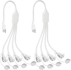 KUNCAN 4-Outlet Power Splitter Cord - 3 Prong 1 to 4 Way Male to Female Multi Plug Adapter, 1.5FT 16AWG 13A Y Style Extension Cord with Outlet Cover for Computer, LED Stage Light (White 2-Pack)