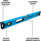 OX Tools Trade Series 2ft Non Magnetic Box Beam Levels - 24 inch Level Aluminum Body Level Hand Tools - Magnified Vials, Shock Absorbing End Cap, Soft Grip Handle Leveler Tool OX-T024206