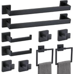 TNOMS Matte Black 10 Pieces Bathroom Hardware Accessories Set Towel Bar Set Towel Holder Racks Set for Bathroom,SUS304 Stainless Steel,Wall Mounted 16-Inch