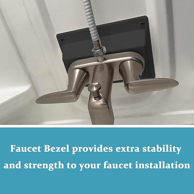 Faucet Bezel Stand Off Faucet Cover Replacement for RV caravans Shower，Black Faucet Cover mounting kit for RV Showers