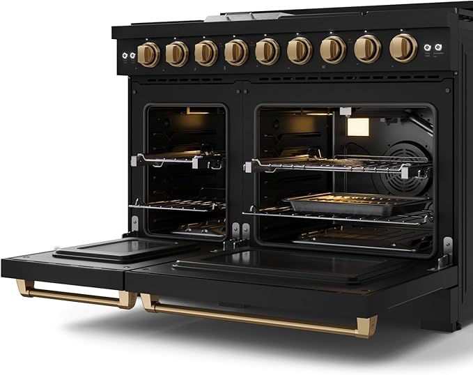 Gordon Ramsay by THOR Kitchen 48 Inch Professional Liquid Propane Range with Tilt Panel Touch Control in Black/Bronze