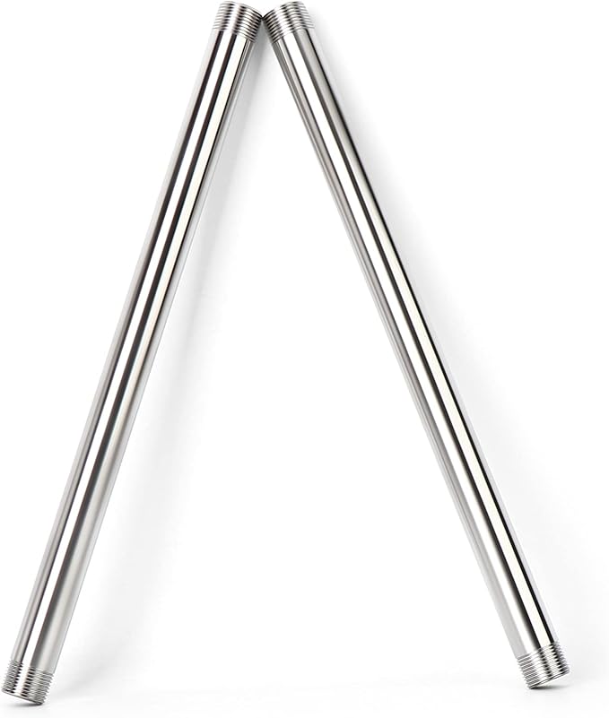 TAISHER 2PCS Stainless Steel Pipe Fittings, 1/2" NPT Male x 1/2" NPT Male Threaded, 16" Length Nipple Cast Pipe