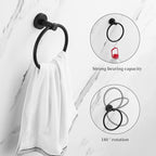 Bathroom Hardware Set Black 10 Pieces, Towel Bar Set Matte Black Stainless Steel Towel Rack Set Includes 2PCS 16'' Towel bar, 4PCS Towel Hooks, 2PCS Toilet Paper Holder and 2PCS Towel Ring