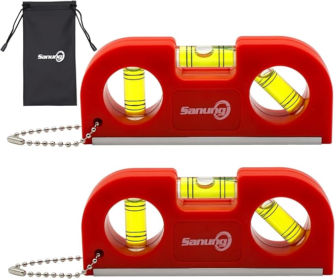 Sanung Levels, Portable Triple Bubble Level with Magnetic Base, Vertically Horizontally 45 Degree Measuring for Home Use, Set of 2