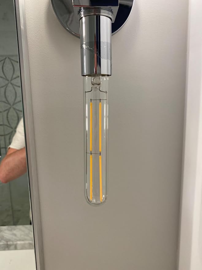 7.3 Inch E26 T10 Led Bulb 60 watt 3000k Soft White Edison Bulbs,6W E26 Long Light Bulb Tubular Light Bulb T10 Bulb T9 for Rustic Pendant,Industrial Pipe,Wall Sconces 6 Pack