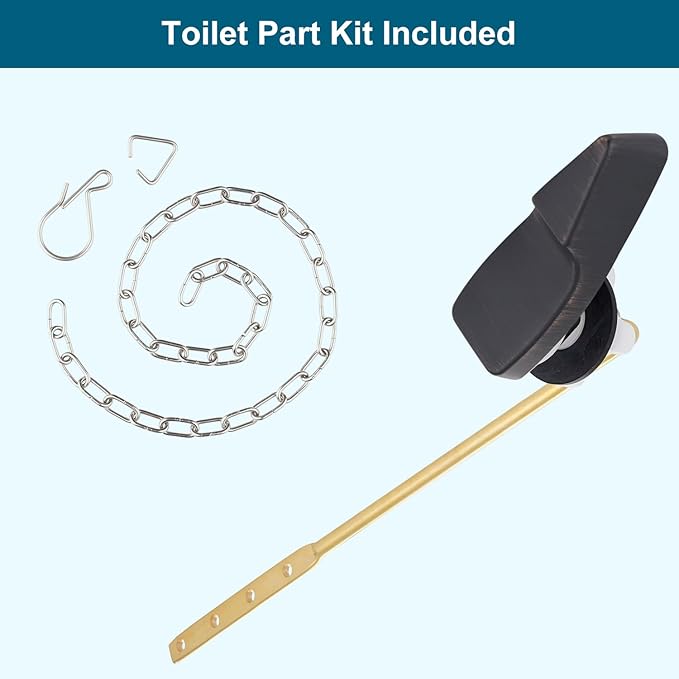 Hygie Rinse Front Mount Metal Toilet Handle Replacement Kit Compatible with American Standard/Mansfield/Gerber/TOTO/Kohler Toilet, Toilet Tank Flusher Lever with Flapper Chain, Oil-Rubbed Bronze