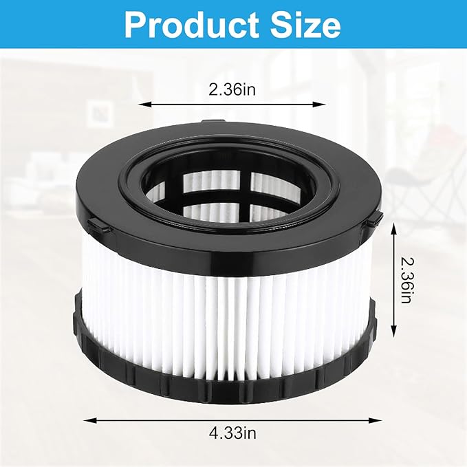 MZY LLC DC5151H HEPA Filter for DEWALT DC5151H DC515 DCV517 DCV517B Wet Dry Vacuum, Includes 4 Pcs DC5151H Filter, 4 Foam Sleeve Filter, 1 Cleaning Brush