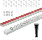 Self Adhesive Curtain Track Ceiling Or Wall No Drill Rod, Adhesive Curtain Rod For Windows Cabinet Closet Bathroom Shower (128 Inch)