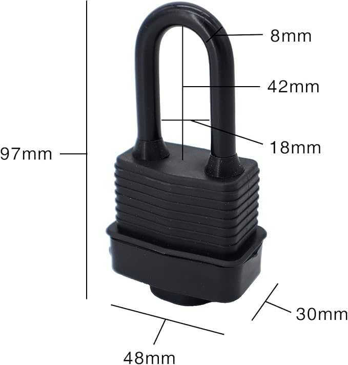Waterproof Padlocks Keyed Alike for Outdoor use, Covered Heavy Duty Laminated Steel Lock, 1-9/16 Inch. Wide, Long Padlock, Pack of 12
