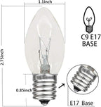 25 Pack C9 Clear Christmas Replacement Bulbs, C9 Christmas Light Bulb for String Lights, E17 Base - 7 Watts