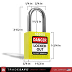TRADESAFE Lockout Tagout Locks Set - 7 Yellow Loto Locks, Lockout Locks Keyed Different, 2 Keys Per Lock, OSHA Compliant Lock Out Tag Out Padlocks, Safety Padlocks for Electrical Lockout Tag Out Kits
