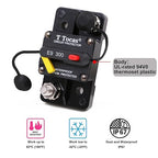 E9 200 Amp Circuit Breaker 12V - 48V DC with Manual Reset | UL Certified Waterproof IP67 | Surface Mount Switch Button with LED Indication 200A 3/8" Studs