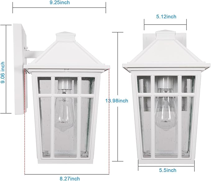 Darkaway 2pcs Outdoor Sconce Lights Wall Light Fixtures, 14inch Large Porch Light Outdoor Wall Anti-Rust Waterproof Aluminum with Glass Exterior Light Fixture for Patio Yard Garage