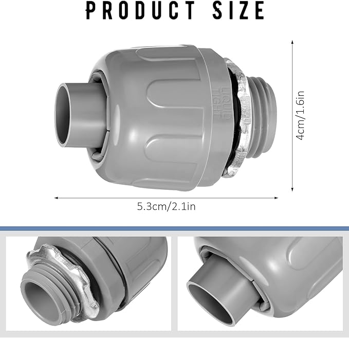 1/2 Inch Liquid Tight Connector PVC Electrical Conduit Fittings Straight 180 Degree Flexible Conduit Connector for Home Kitchen Bathroom Tube Tool Supplies (30 Pcs)