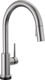 Delta Trinsic Brushed Nickel Touch Kitchen Faucet with Pull Down Sprayer, Modern Single Hole Touch On Kitchen Sink Faucet, Single Handle, Arctic Stainless 9159T-AR-DST