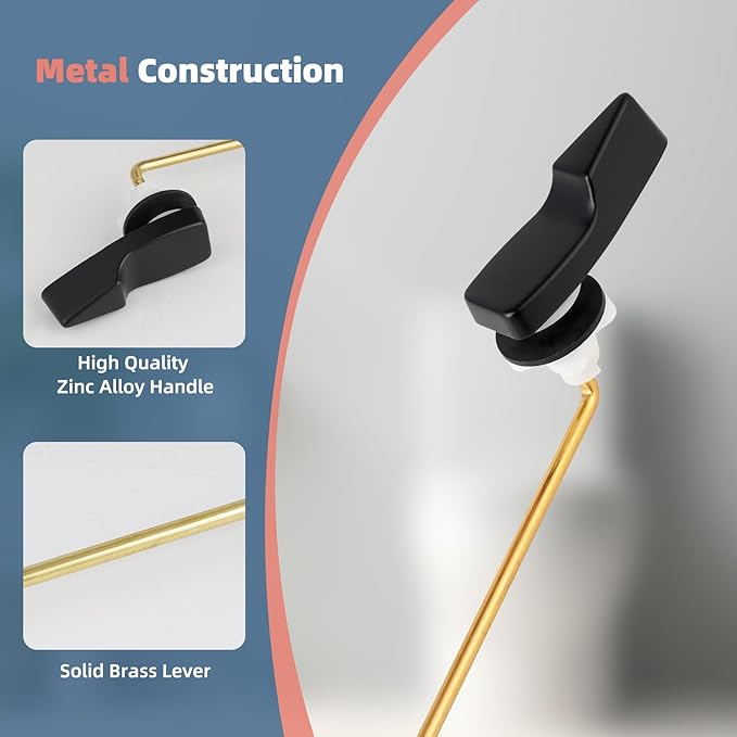 iFealClear 2 Pack Universal Toilet Handle Lever Flush Replacement, Front Mount Toilet Trip Lever Compatible with American Standard, Stainless Steel Flapper Chain, Solid Brass, Matte Black