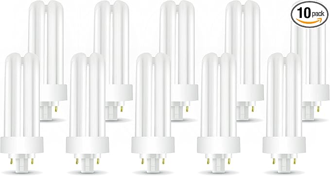 (10 Pack) PLT-26W 830, 4 Pin GX24q-3, 26 Watt Triple Tube, Compact Fluorescent Light Bulb, 3000K Soft White, 10 Count.