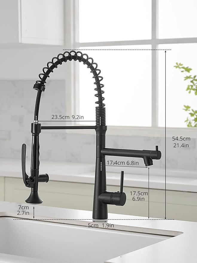 Matte Black Kitchen Faucet with Sprayer,AIMADI Commercial Single Handle One Hole Pull Down Sprayer Kitchen Faucets