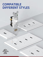 AIDA 15 Amp 3 Way Quiet Indoor Toggle Switch Self-Grounding ON Off Toggle, Residential Grade, UL Listed, Quickwire Push-in & Side Wired (White, 10 Pack)