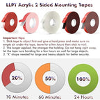 LLPT Double Sided Tape Clear Acrylic Strong Mounting Tape 1/2 Inch x 120 Inch Multiple Sizes Residue Free Waterproof Outdoor Indoor Adhesive for Nail Box Home Deco and DIY(WA052)