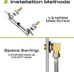 Commercial Sink Faucet with Sprayer 36" Height, 8 Inch Center Wall Mount Kitchen Sink Faucet with Down Pre-Rinse Sprayer and 12" Add-on Swing Spout