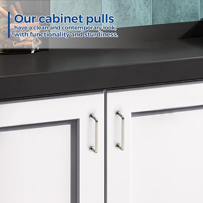 JOY DECOR Cabinet Pulls – 3-3/4 Inch Hole Center, Brushed Nickel, 20 Pack, Zinc Alloy Cabinet Handles for Drawers & Cupboard – Vintage Style Hardware for Kitchen, Bathroom, Dresser, Furniture Makeover