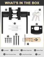 2 Pack Square Entry Door Levers with Lock and Key, Matte Black Entrance Door Handles, for Exterior or Interior Doors, Bedroom, Office, Hotel (Each with 3 Keys)