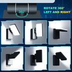 ledmo 40W LED Outdoor Wall Light, 3000LM 5000K Daylight Exterior Security Floodlights, IP65 Waterproof Modern Wall Pack with 360° Rotate and 180° Fold Adjustable Head Black Aluminum Housing