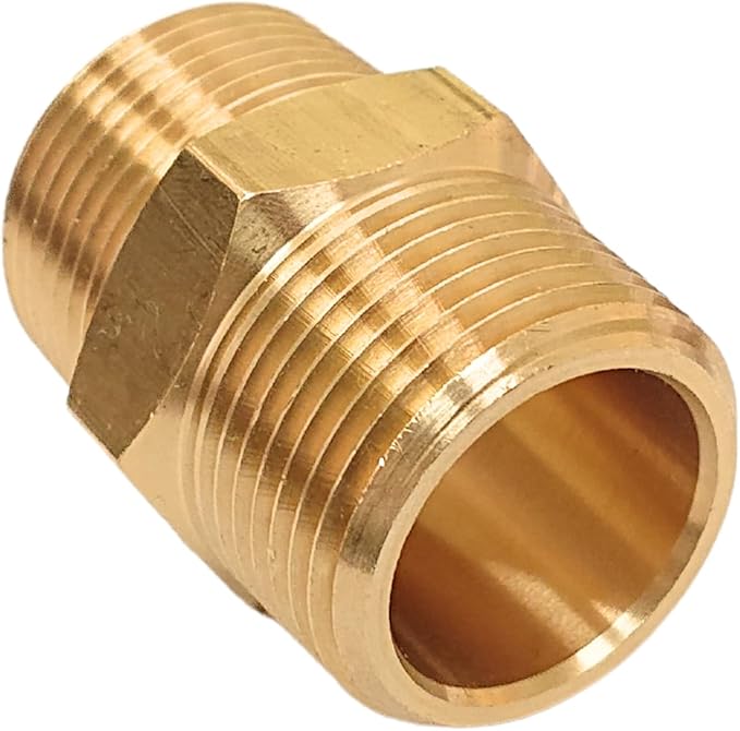 1 Inch x 1 Inch NPT Brass Hex Nipple Male Pipe Adapter, Thread OD 1-1/4", (1 Piece)