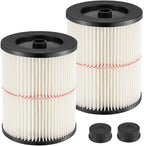 9-17816 Red Stripe Vacuum Cartridge Filter Replacement Compatible with Craftsman Wet/Dry 5/6/8/12/16/32 Gallon and Larger(2 Pack)