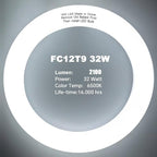 LED Replacement for FC8T9 22W and FC12T9 32W Fluorescent Bulb, 8 inch 11W for T9 22 Watts Circular Light Bulbs, 12 inch 16w for 32 Watts Circline, CRI 80, Daylight Ballast Bypass Required