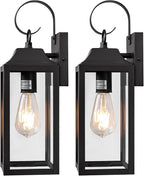 2 Pack Outdoor Light Fixtures Wall Mount, 15 Inch Black Exterior Wall Sconces Waterproof, Large Outside Lights for House, Modern Wall Lanterns Clear Glass
