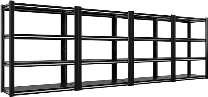 Raybee 40" W Garage Shelving 2000 LBS Storage Shelves 4 Tier Heavy Duty Shelving Adjustable Metal Shelves for Garage,Basement, Warehouse, 40" W x19 D x57 H, 4Pack