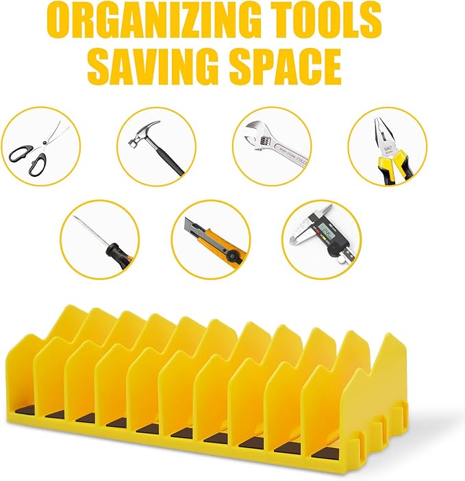 Plier Organizer,4 Pack Pliers Organizer for Tools Cutters with Extendable Design & Non-Slip Rubber Base, 40 Slots Tool Box Organizers for Pliers, Wrenches, Screwdrivers,Yellow