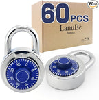LanuBe Standard Dial Combination Lock, 2 in. Wide, with Different Combinations, Blue Turnplate, Pack of 60; Lock for School, Employee, Gym Sports Locker, Case, Toolbox, and so on