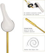 Toilet Handle Replacement Kit - Universal Toilet Lever with Stainless Steel Flapper Chain, White Flush Lever