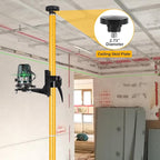 12Ft/3.7M Professional Telescoping Laser Level Pole with Tripod & Universal Mount - 1/4”-20 & 5/8”-11 Adapters | Adjustable Laser Pole Mount for Rotary/Line Lasers(Yellow)