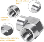 90 Degree Street Elbow - 1/2" NPT Female to 1/2" NPT Female Stainless Steel 304 Heavy Duty Forged Barstock Street Elbow Adapter Pipe Fitting (pack of 5)