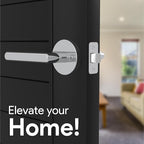 Mega Handles Ronn Privacy Door Handle - 3 Pack Reversible Chrome Door Handles, Heavy Duty Bed & Bath Door Handles with Privacy Door Lock, Fits All Standard Doors - Polished Chrome