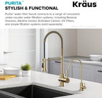 KRAUS Purita 100% Lead-Free Kitchen Water Filter Faucet in Spot Free Antique Champagne Bronze, FF-100SFACB