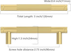 Amerdeco 10 Pack Brushed Gold Cabinet Pulls 3.75 Inch(96mm) Hole Center Drawer Pulls Cabinet Hardware Kitchen Cabinet Handles for Bathroom ZH0031