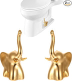 2PCS Toilet Bolt Covers Decorative, Ceramic Toilet Bolt Caps for Bottom Screws, Easy to Install Cute Bathroom Decor, Animal-Shaped Bowl Screw Cover Set Protectors for Modern Home (Gold, Elephant)