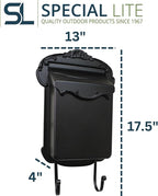 Special Lite Victoria Vertical Wall Mount Mailbox - Black Aluminum Mailbox for Wall Mount - SVV-1013-BLK